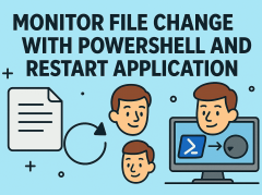 how to monitor file change with powershell and restart application