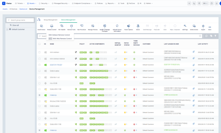 Remote desktop session dashboard